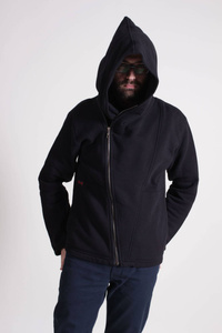 Bluza męska, męska bluza krótka z kapturem, kangurek męski, dresowa bluza męska czarna z dużym kapturem