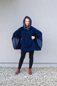 Narzutka/ponczo bawełniane, sweter obszerny oversize 