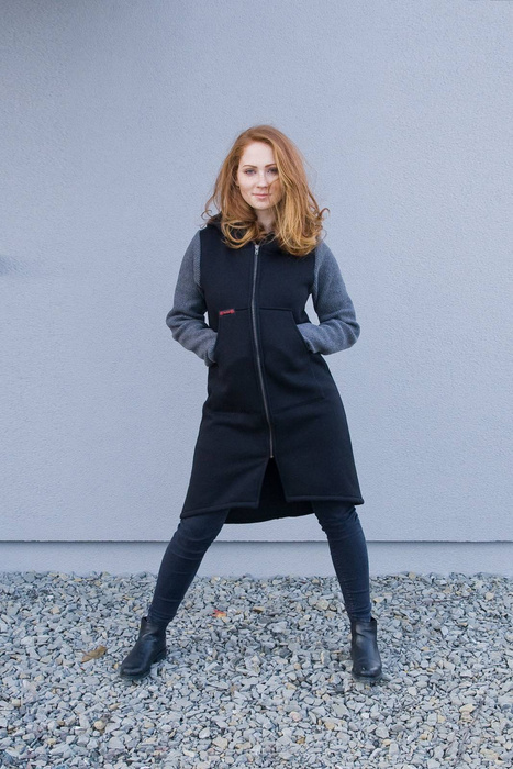 Bluza długa czarna , gotycki płaszcz , czarny trencz, czarna bluza