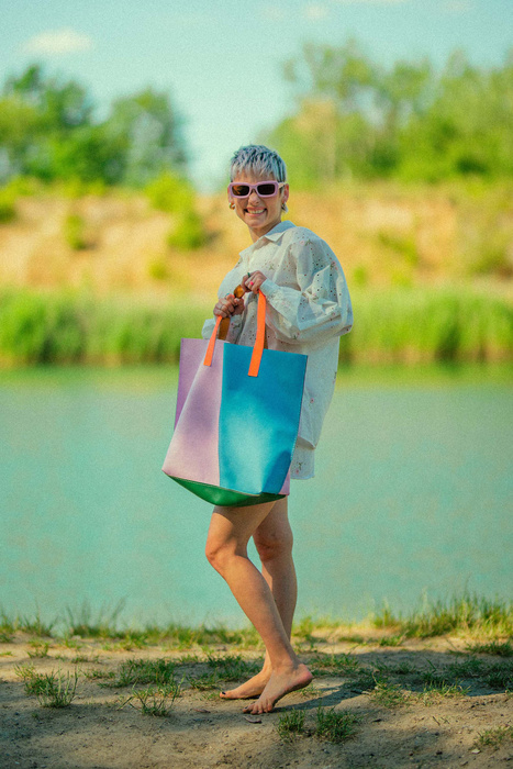 Duża torba kolorowa , torba plażowa, skórzana torebka , pastelowe kolory