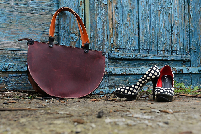 Torebka skórzana ręcznie robiona bordowa torebka