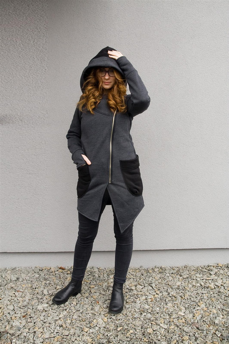 Bluza Ragini Long, Bluza na zamek, Duże kieszenie, Handmade