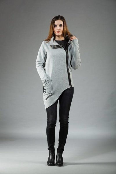 Bluza Pati, Szara bluza na zamek, Polska bawełna,