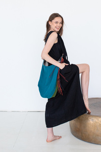 Torebka skórzana z wypalaną mandalą