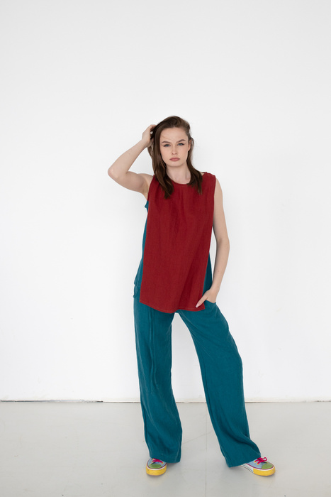 Spodnie lniane szerokie wygodne i miękkie , polski len z certyfikatem , spodnie od polskiego projektanta polska marka