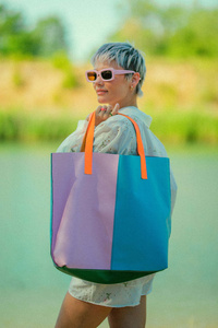 Duża torba kolorowa , torba plażowa, skórzana torebka , pastelowe kolory