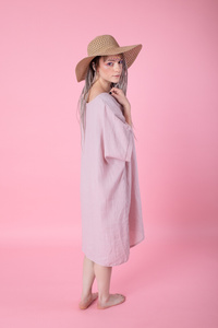 Sukienka plazowa, tunika lniana luźna.polski len, polska produkcja, polski producent,  sukienka luźna z lnu