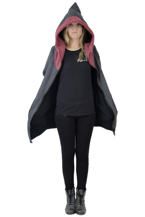 Bluza z kapturem w szpic, , Szara Bluza, Polski projektant, Manufaktura