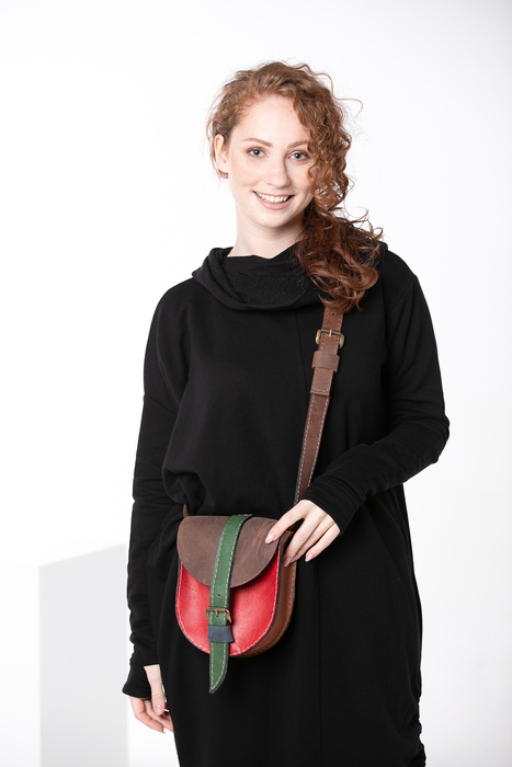 Kolorowa mała torebka skórzana, mini torebka na skos, torebka na ramię