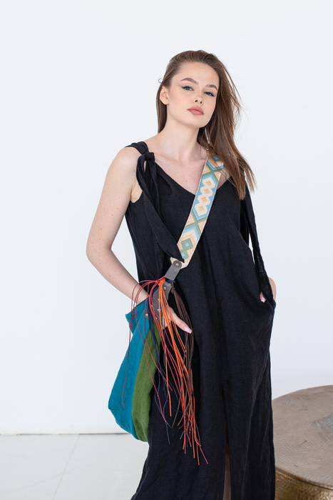 Torebka skórzana z wypalaną mandalą