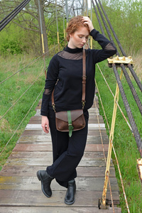 Torba skórzana brązowa mała, miejska torebka, torba na ramię 