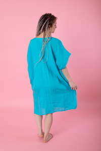 Sukienka plazowa, tunika lniana luźna.polski len, polska produkcja, polski producent,  sukienka luźna z lnu