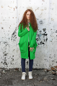 Bluza damska zielona , luźne wdzianko damskie, długa bluza bawełniana, narzutka, kardigan 