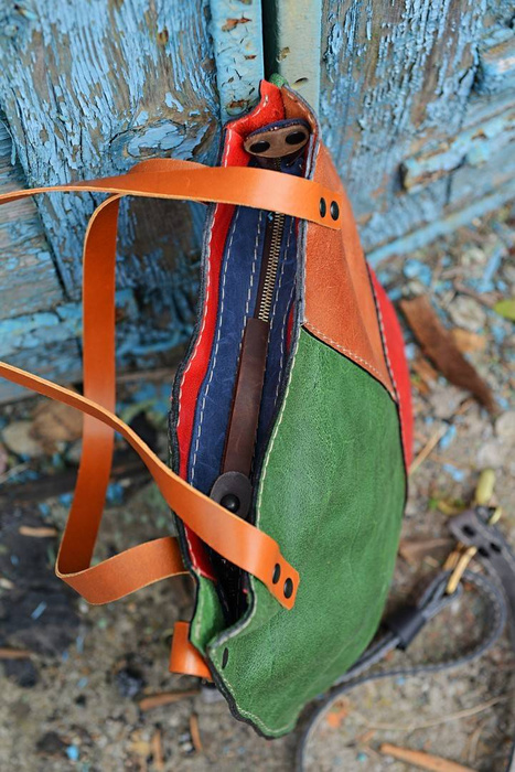 Torebka skórzana ręcznie robiona kolorowa torebka skórzana