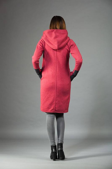 Płaszczyk Asmi, Bawełna, Polska marka, długa bluza malinowa,