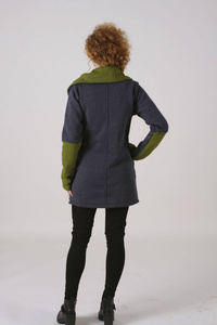 Bluza zapinana na skos , duża stójka , bluza damska na zamek , kurtka damska szara