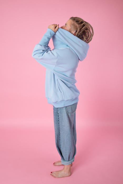 Bluza luźna wygodna z kieszeniami, oversize bluza damska , niebieska bluza damska