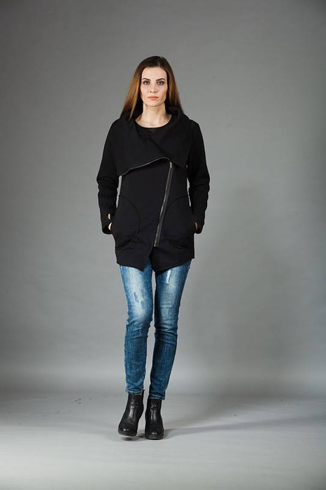 Ekstrawagancki płaszcz, Asymetryczny płaszcz, bluza damska plus size,