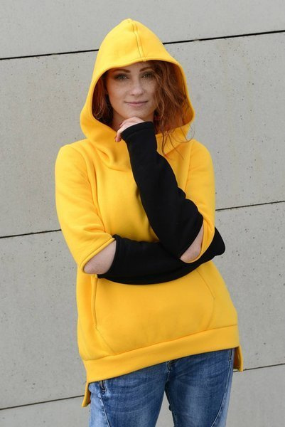 Bluza damska zolta , kangurek damski, bluza z kapturem