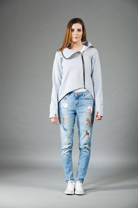 Bluza krótka asymetryczna, damska bluza