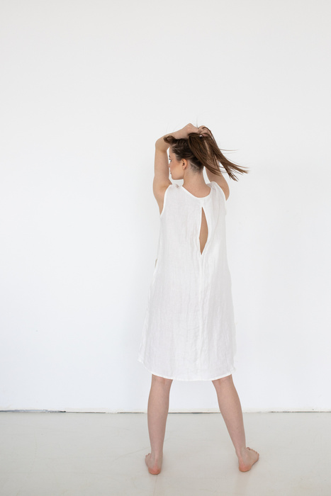 sukienka letnia lniana , len polski, polska produkcja manufaktura