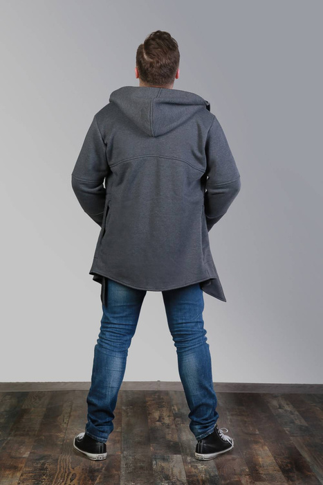 Bluza grafitowa męska z kapturem, Asymetryczna bluza męska