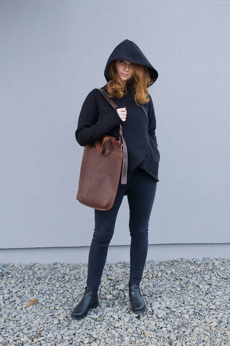 Torebka skórzana ręcznie robiona, crossbody torba , brązowa torebka damska