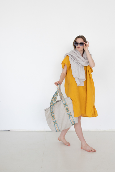 torba z lnu duża pojemna polska marka handmade, torba duża lniana , torebka lniana