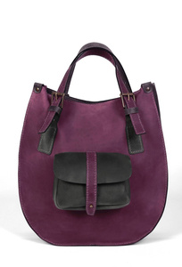 Torba skórzana, rękodzieło, dwukolorowa, worek