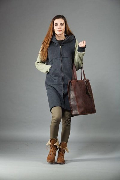 Płaszcz damski, bluza długa damska, szary trencz