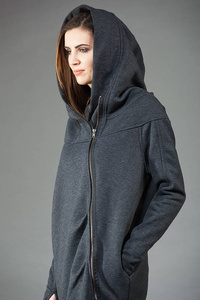 Szara bluza z kapturem, Asymetryczn płaszcz, Handmade