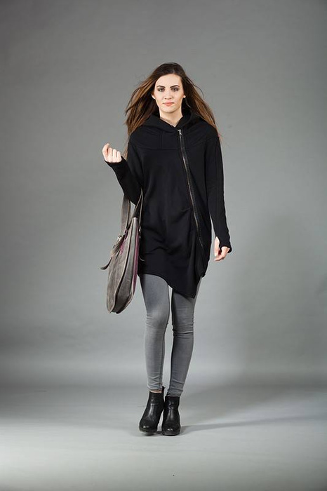 Bluza bawełniana, Bluza z kapturem czarna , Polski producent