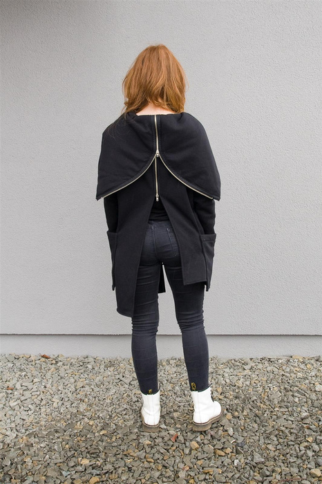 Długa Asymetryczna Bluza, asymetryczna bluza damska , czarna tunika