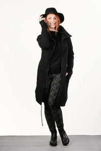 Płaszczyk , bluza damska , czarna długa bluza , czarny płaszcz ze stójką