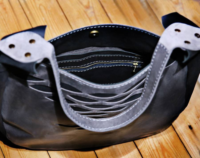 Torba skórzana, torebka na ramię , szara damska torebka