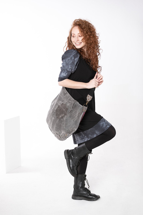 Torebka skórzana z wypalaną mandalą