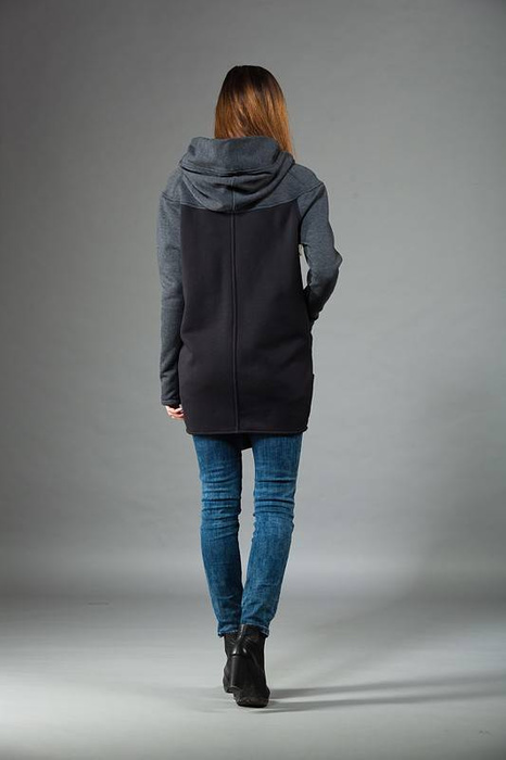 Bluza z zamkiem na ukos, Asymetryczna płaszcz damski