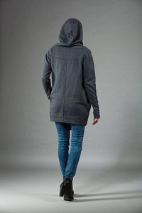 Szara bluza z kapturem, Asymetryczn płaszcz, Handmade