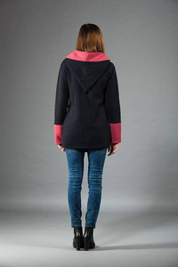 Czarna bluza na zamek, Długa bluza, Czarna bluza, Odzież Plus Size, Bluza, Bluza z długim rękawem, Manufaktura