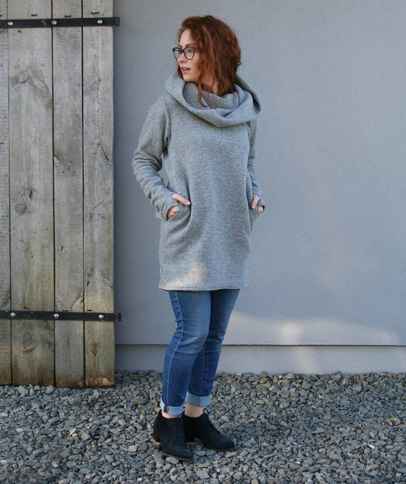 Sweter wełniany, bluza wełniana z kapturem , damski sweter