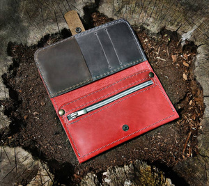 Portfele skórzane ręcznie szyte,