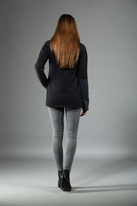Bluza z wysoką stójką , Czarna bluza, asymetryczna bluza damska