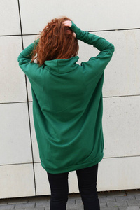 Bluza luźna wygodna z kieszeniami, długa oversize bluza damska , zielona bluza damska