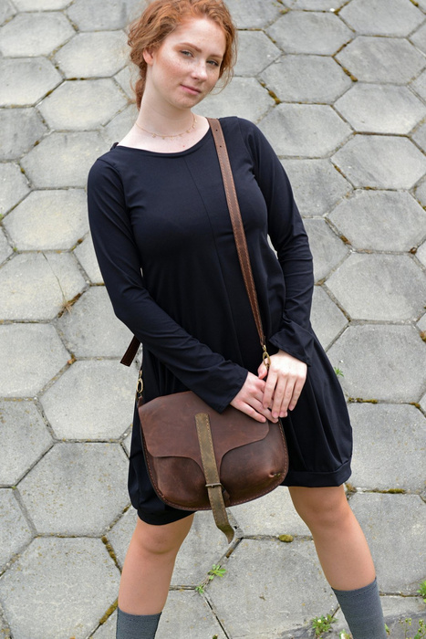 Sukienka bombka bawełniana, mała czarna lużna sukienka