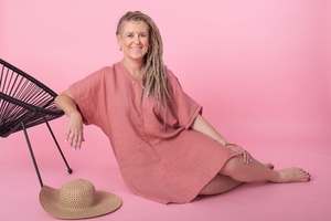 Sukienka plazowa, tunika lniana luźna.polski len, polska produkcja, polski producent,  sukienka luźna z lnu