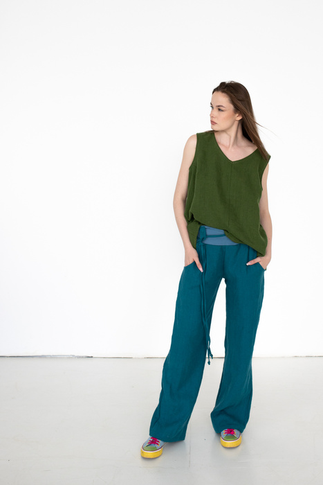 Tunika koszulka lniana, polski len , produkt polski bluzka z polskiego lnu szyta w Polsce