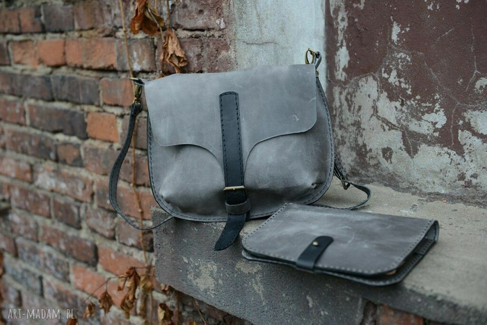 Torba skórzana plus organizer, listonoszka mała