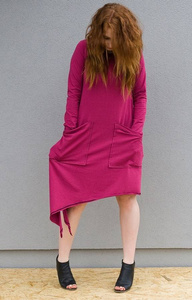  sukienka rozkloszowana luźna z kieszeniami, sukienka asymetryczna