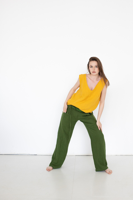 Tunika koszulka bez rękawów lniana, tunika z lnu , polski len , polski projektant