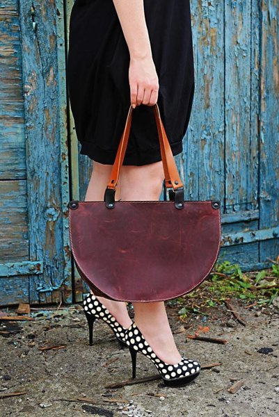 Torebka skórzana ręcznie robiona bordowa torebka